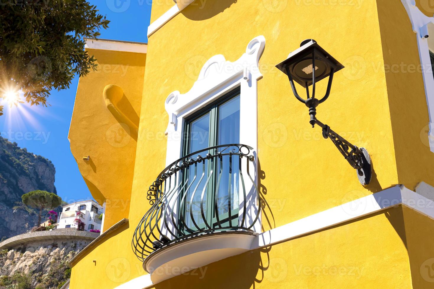 Scenic views of Positano Italian colorful architecture and landscapes on Amalfi Coast in Italy photo