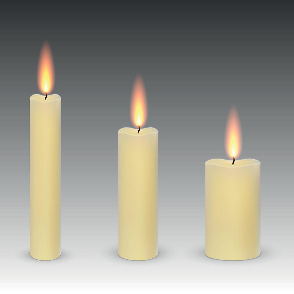 burning candles isolated vector