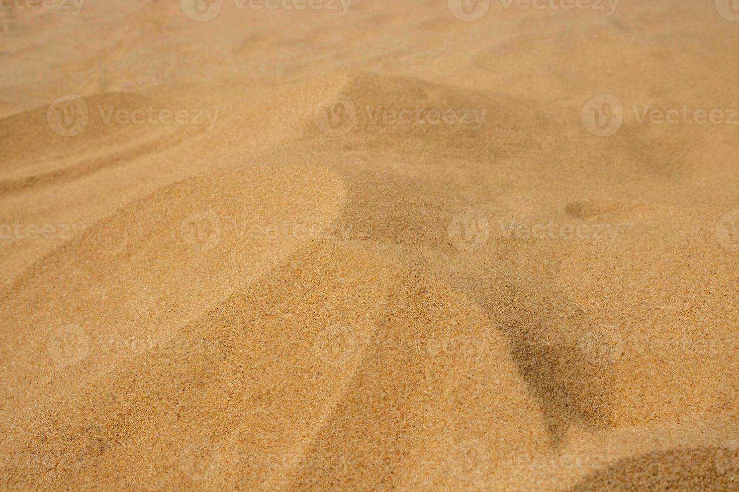 montículos de arena en la playa.dunas del desierto. primer plano del patrón de arena de una playa en verano foto