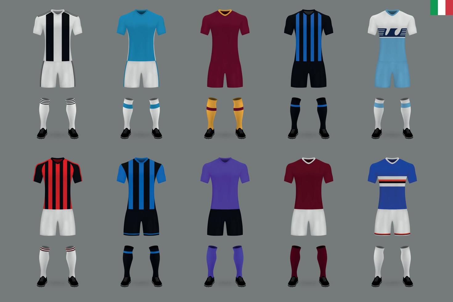 set of Italian football kit 2018-19 vector