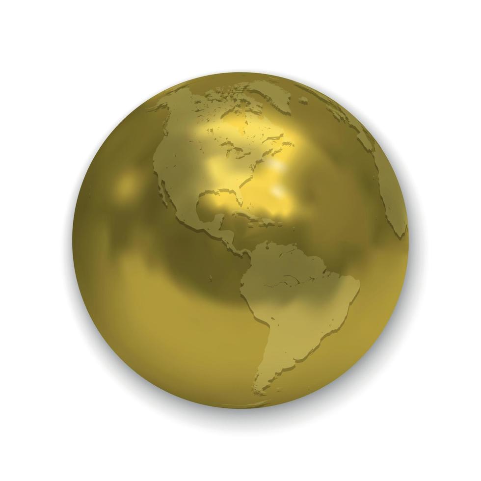 Golden Earth globe icon vector