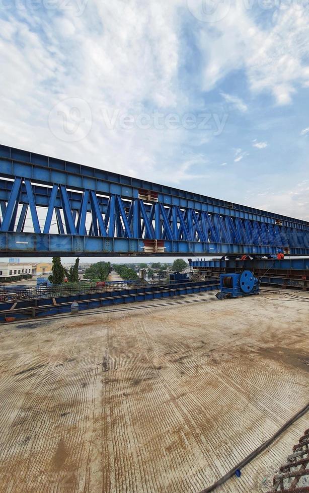 This is the steel structure of a launcher gantry that will be used for erection precast concrete I Girder. photo