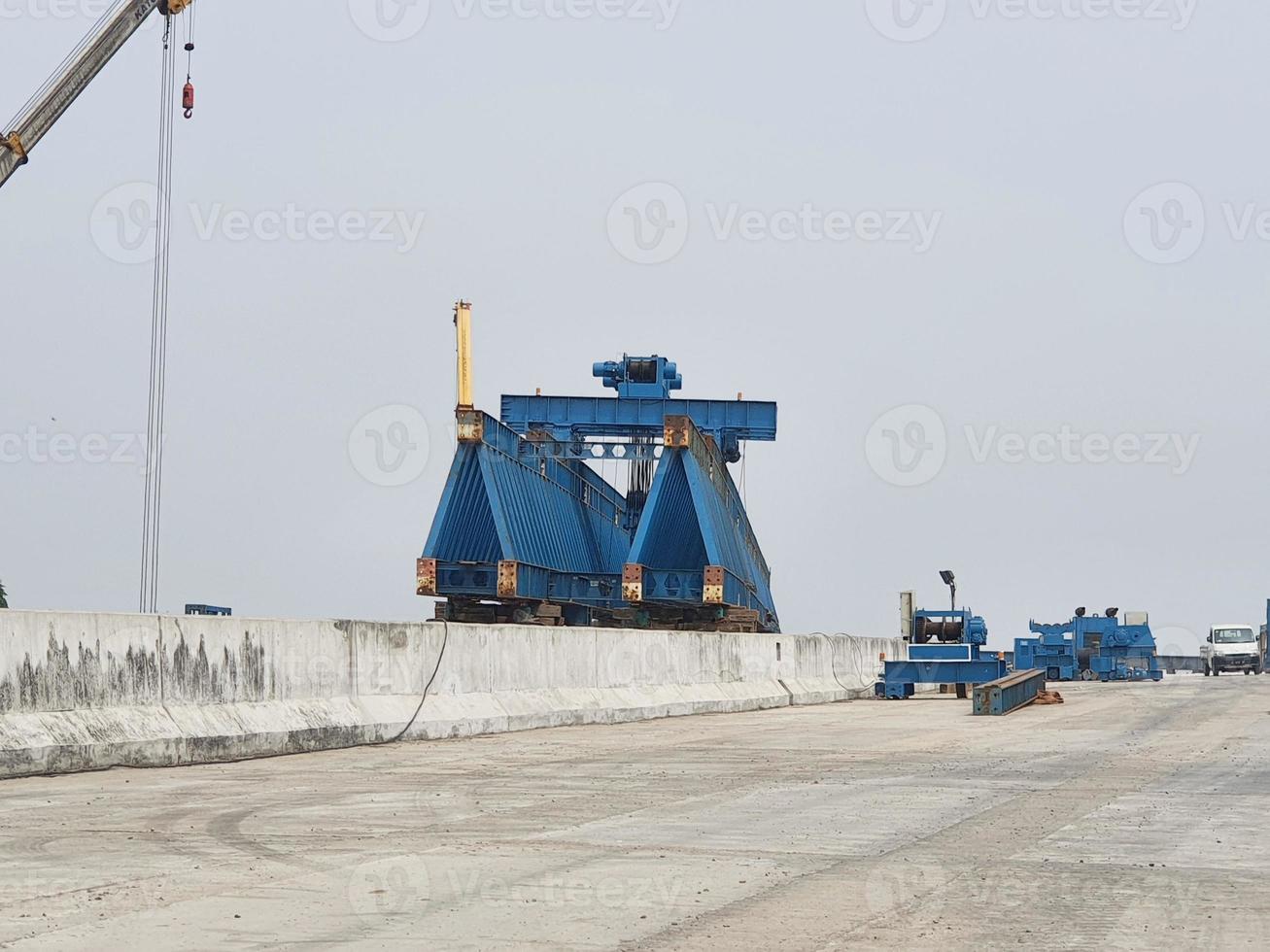This is the steel structure of a launcher gantry that will be used for erection precast concrete I Girder. photo