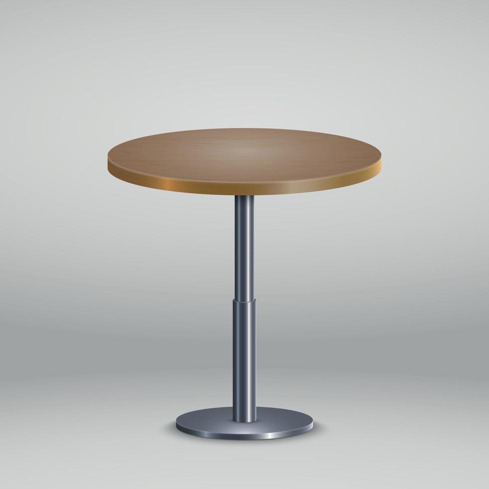 Round table with wooden plate vector