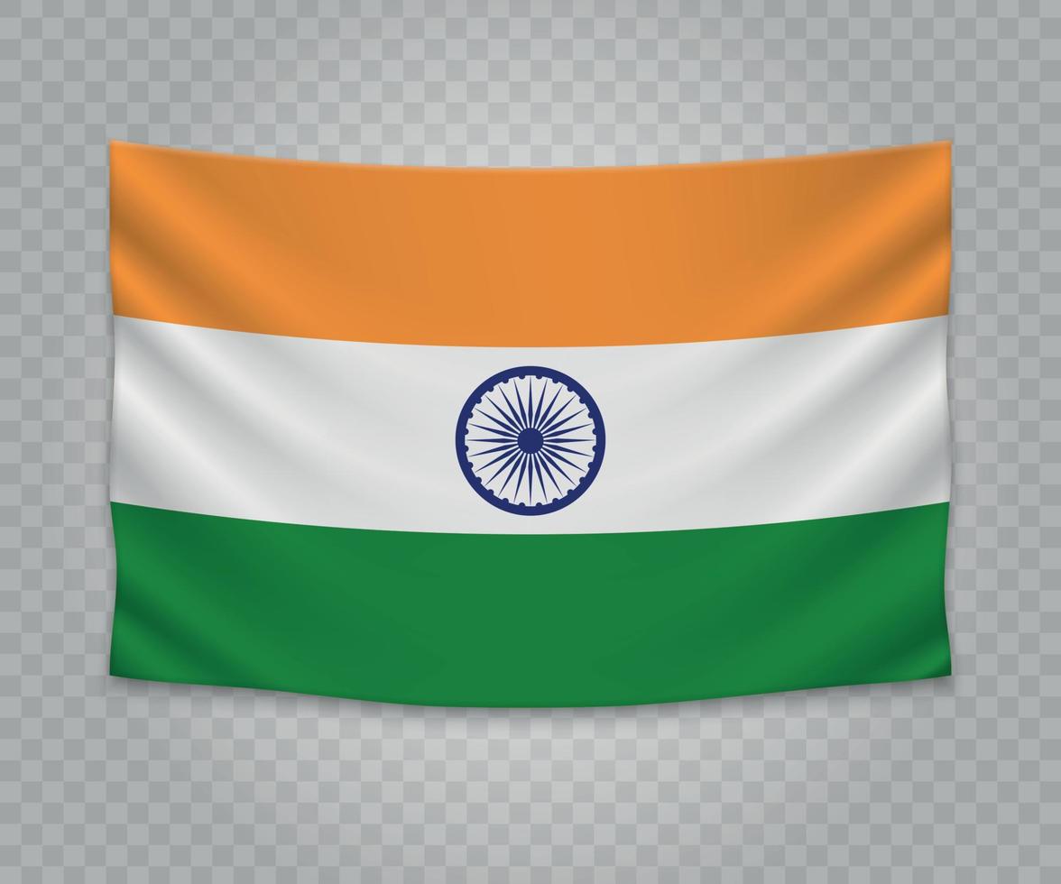 Realistic hanging flag vector