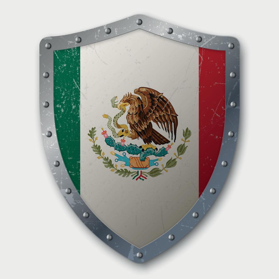 viejo escudo con bandera vector