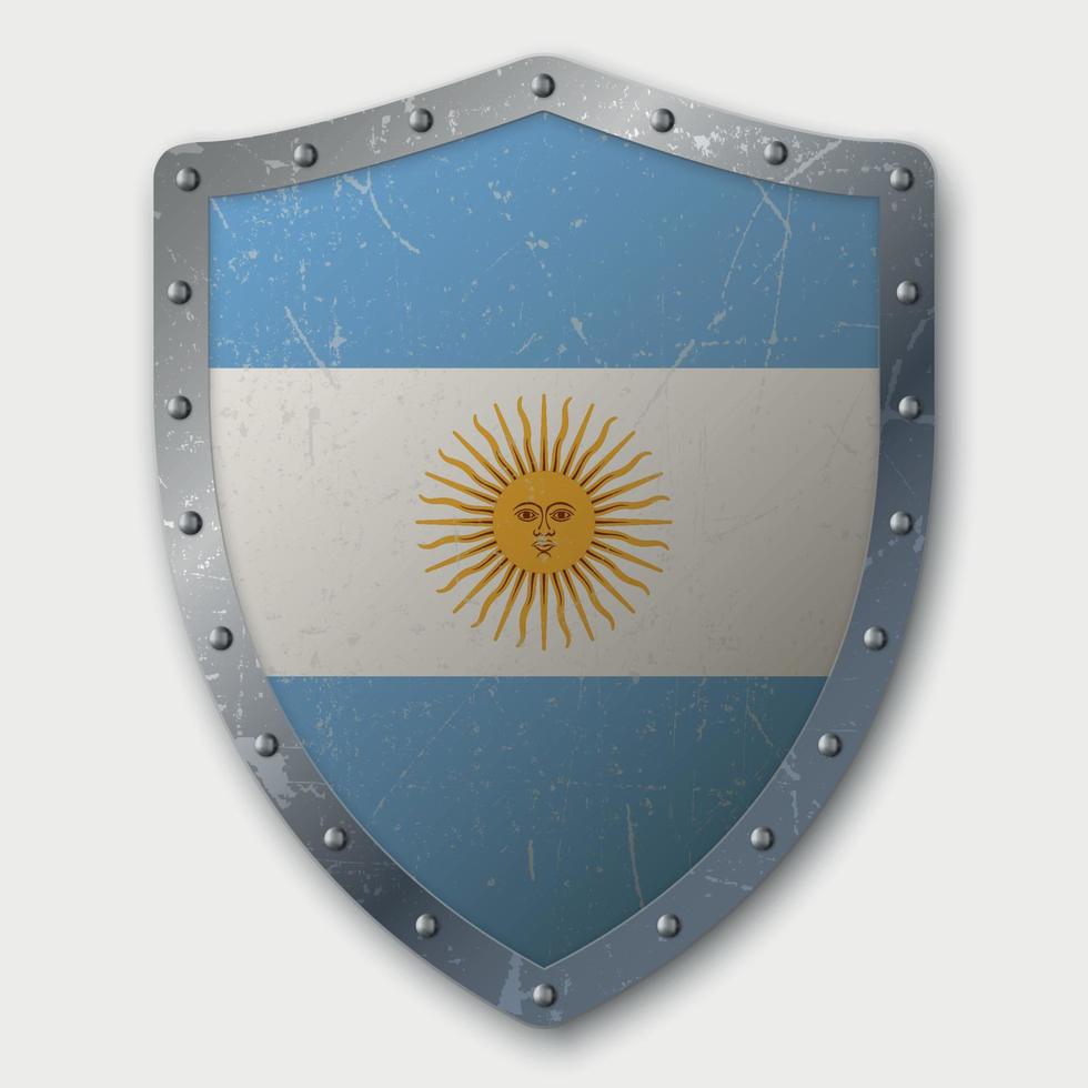 viejo escudo con bandera vector