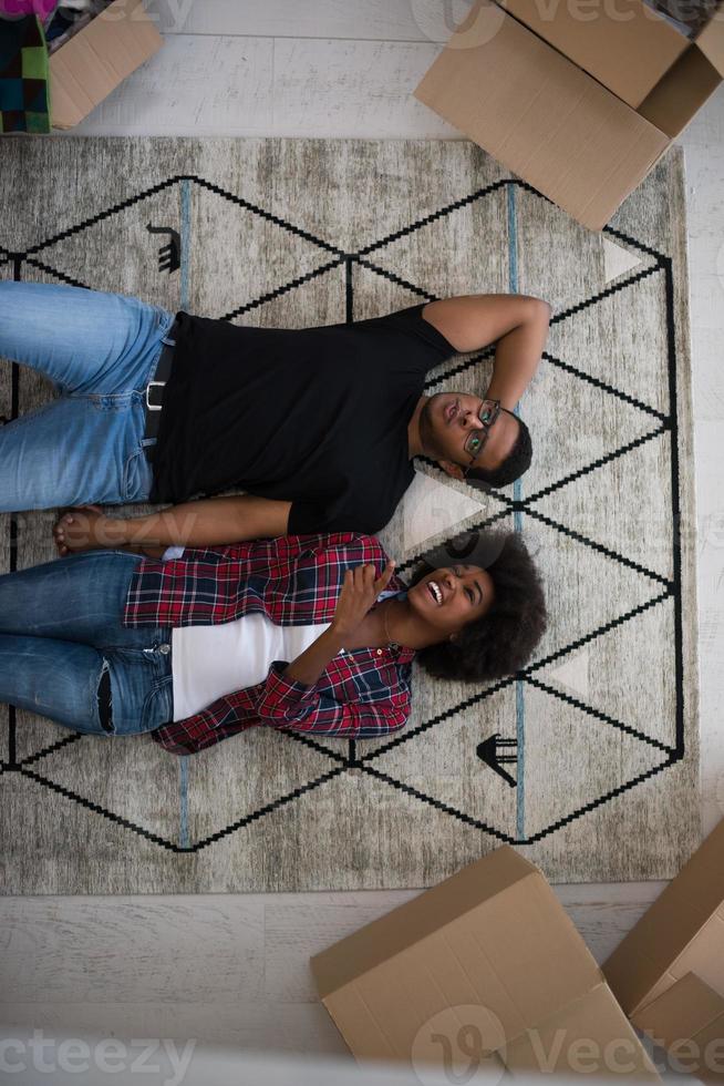 Top view of attractive young African American couple photo