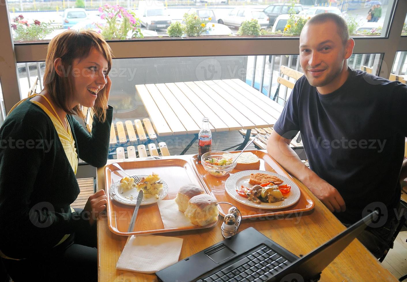 happy couple at lunch photo