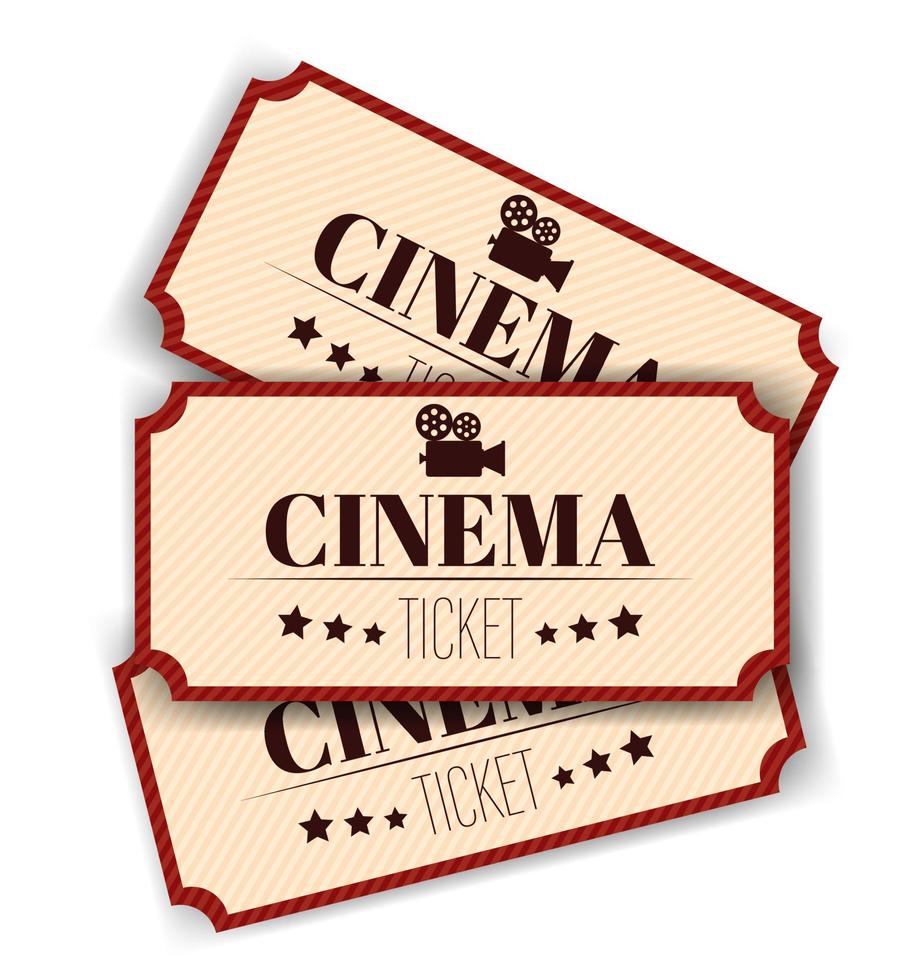 Cinema vector tickets isolated on white background. Realistic front view illustration.