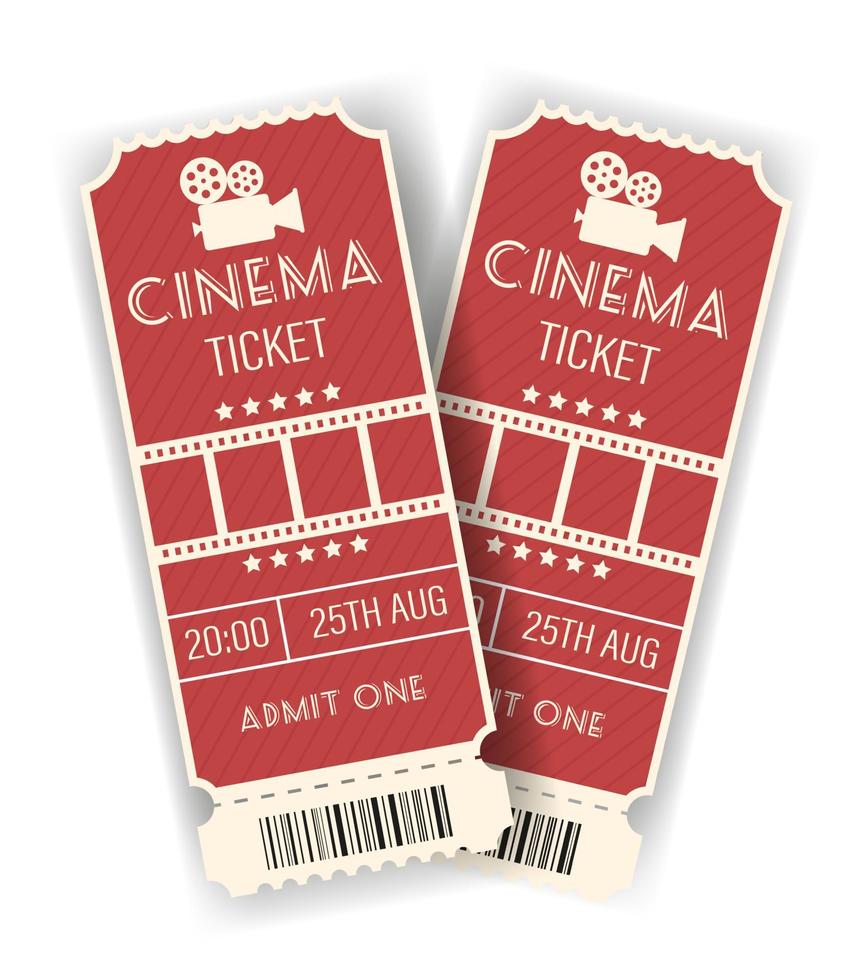 Cinema vector tickets isolated on white background. Realistic front ...