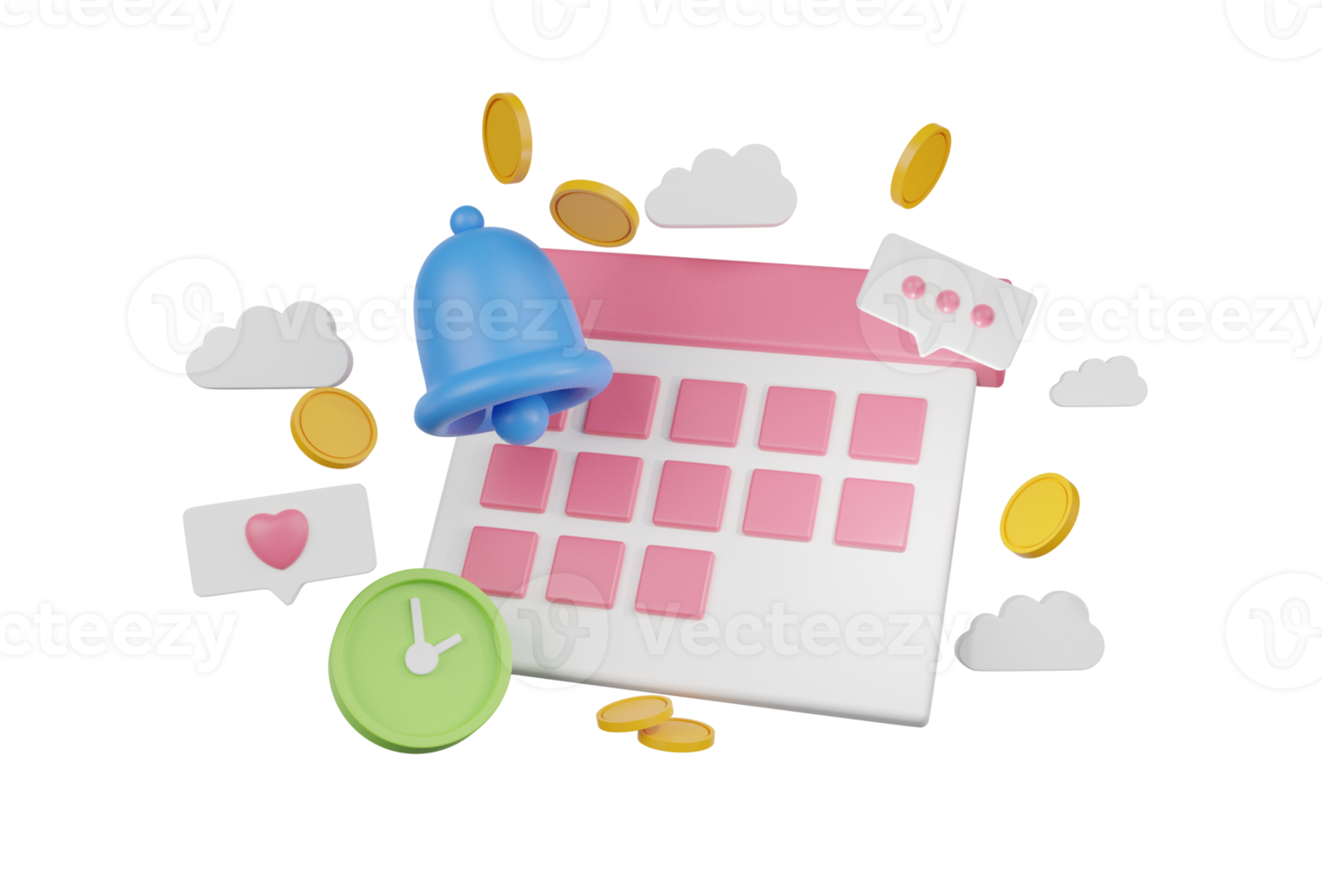 3d illustration calendar schedule to save money. 3D render concept of saving money. earn Finance saving money concept. money management. 3d rendering illustration png