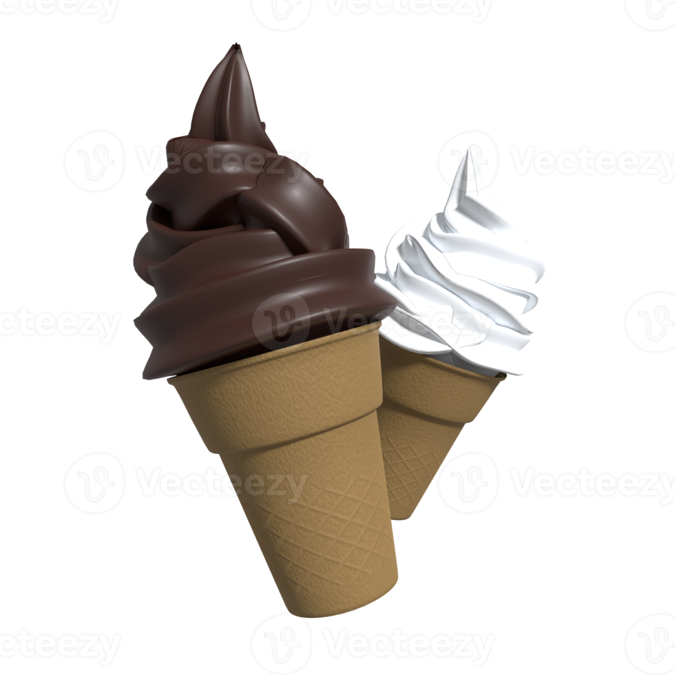 ilustración 3d de cono de helado aislado png