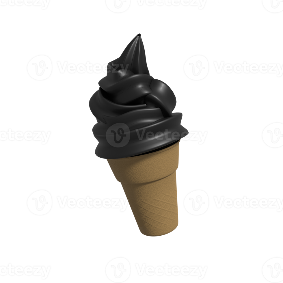 ilustración 3d de cono de helado aislado png