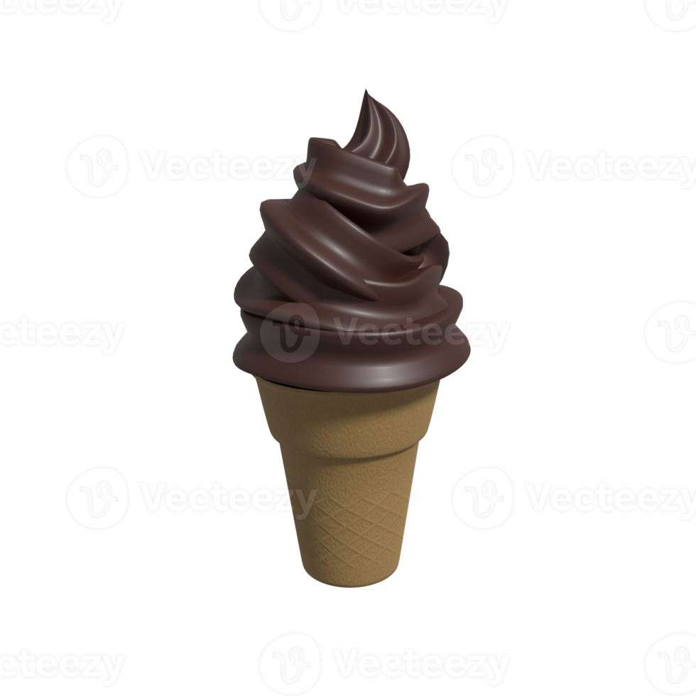 ilustración 3d de cono de helado aislado png