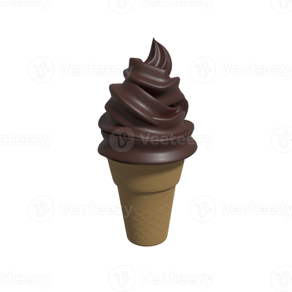 Isolated ice cream cone 3d illustration png