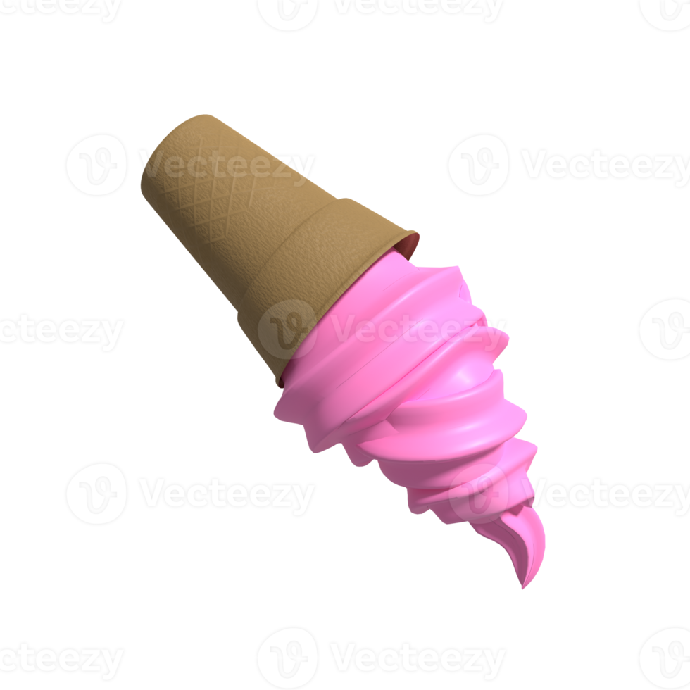 Isolated ice cream cone 3d illustration png