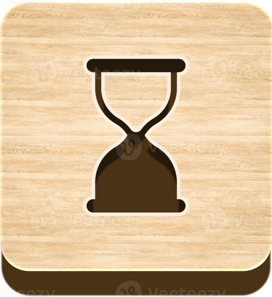 botón de reloj de arena de madera, icono de madera png