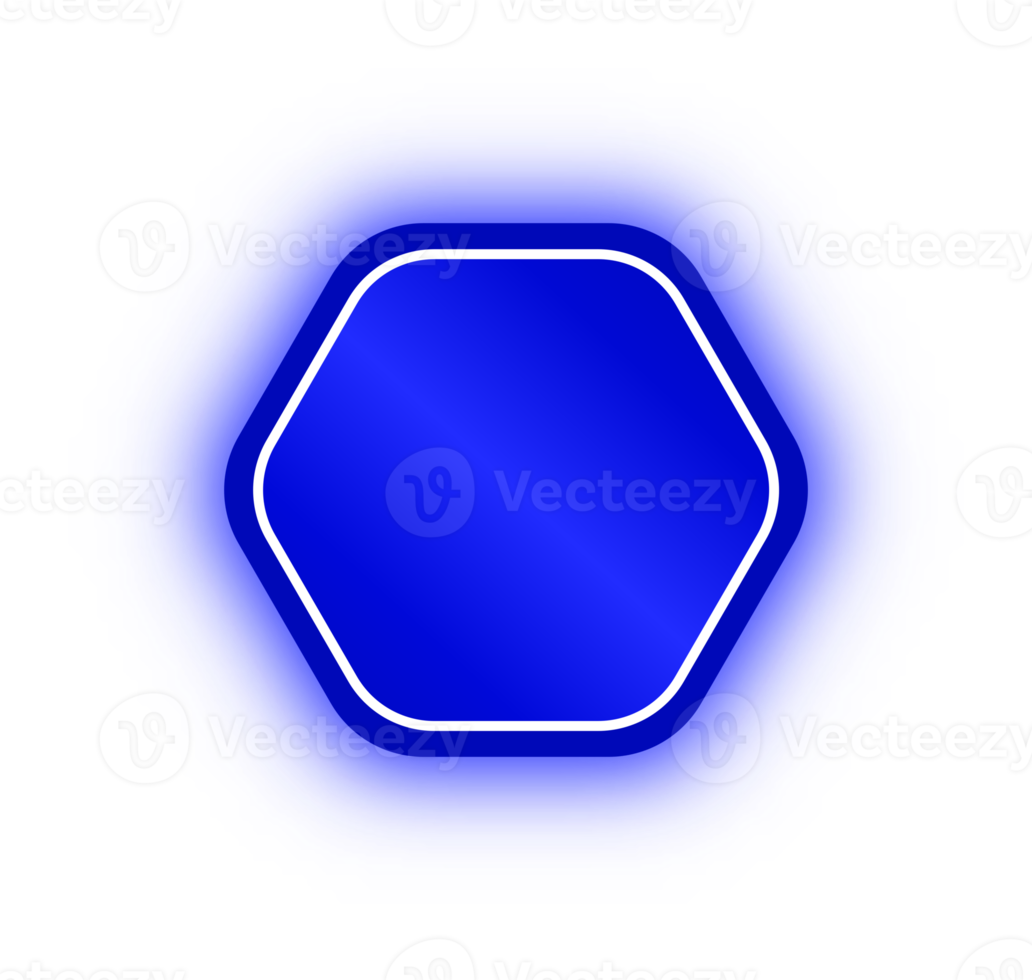 bannière hexagonale bleu néon, hexagone néon png