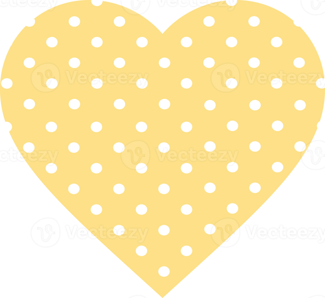 Yellow Heart With Polka Dots png