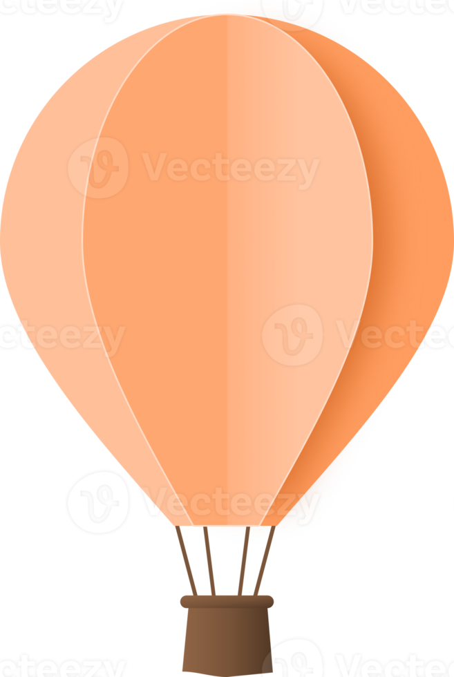 ballon à air chaud en papier orange, papier ballon à air chaud découpé png