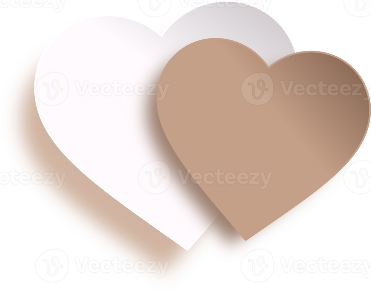 twee hart papier besnoeiing met schaduw png