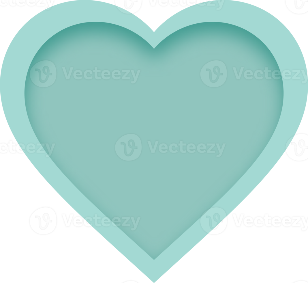 Blank Turquoise Heart Layered Paper Cut Style png