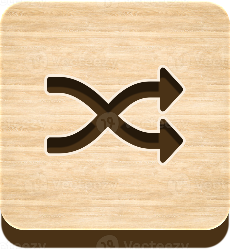 Wooden Shuffle Playlist Button, Wooden Icon png