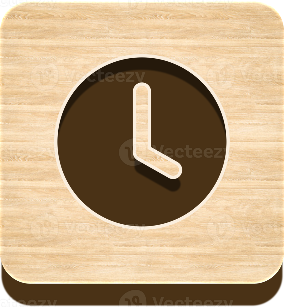 bouton d'horloge en bois, icône en bois png