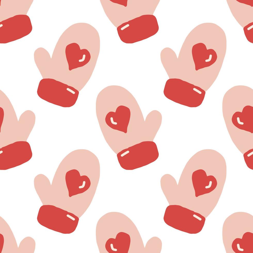 mittens with heart seamless pattern. hand drawn doodle. , cartoon