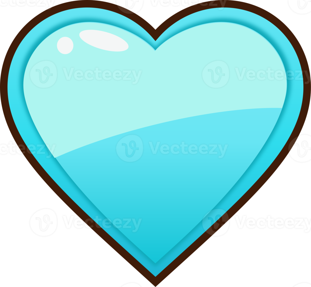 Blue Cartoon Heart Button png