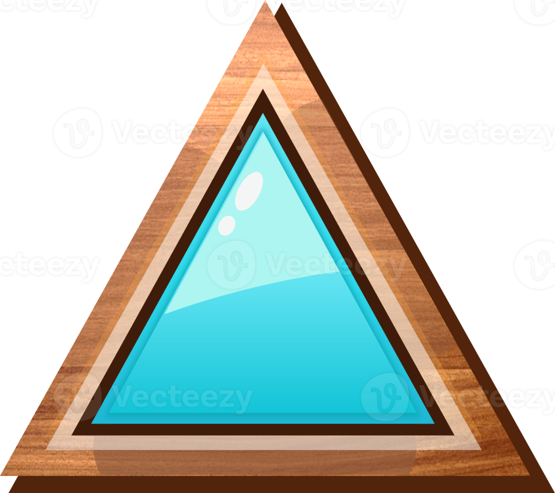 bouton en bois triangle dessin animé bleu png