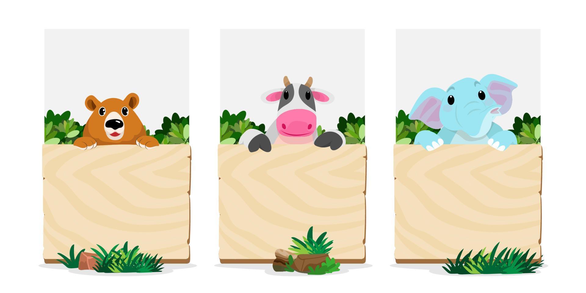 lindos animales en el zoológico, pancartas y pancartas en el diseño de zoológicos para pancarta, diseño, informe anual, web, volante, folleto, anuncio. vector