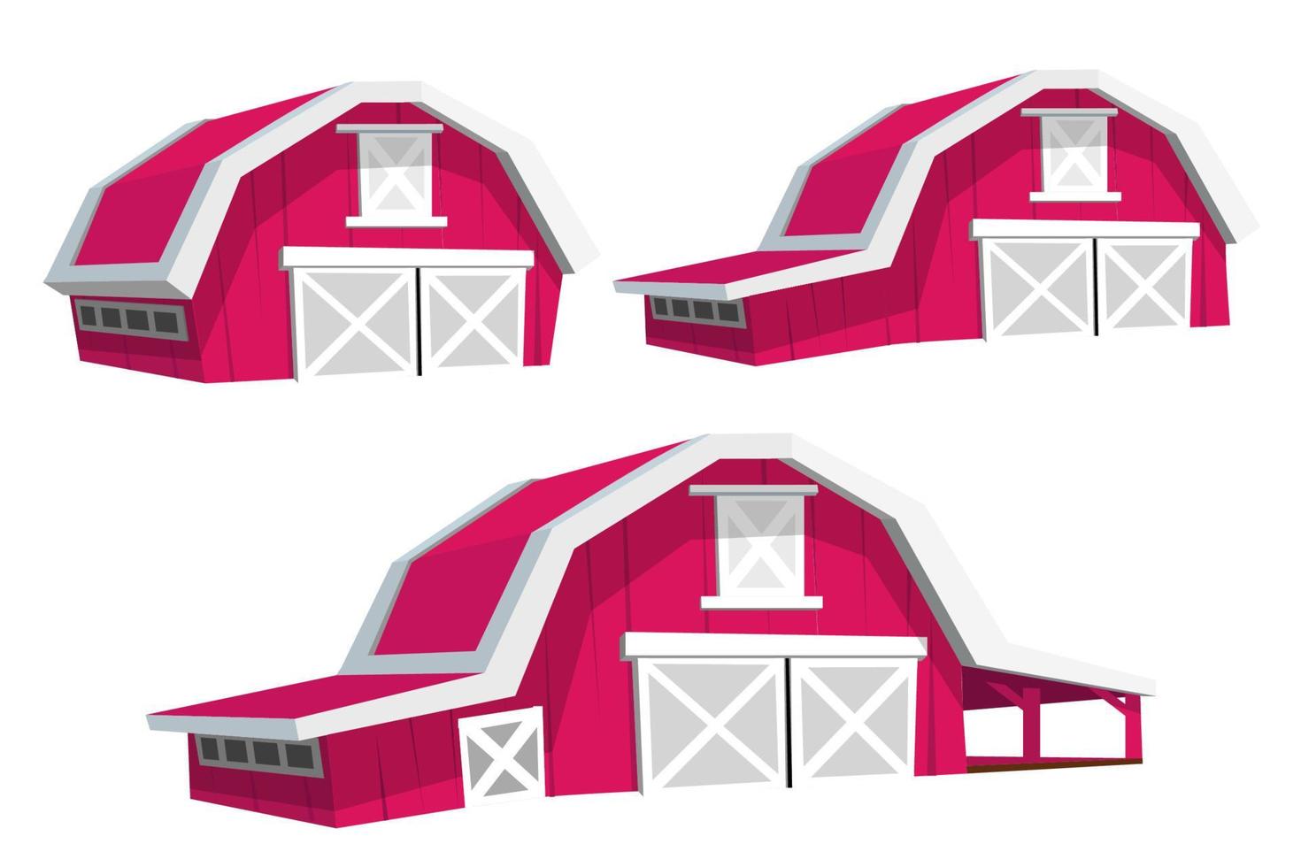 Set of farm elements. Agriculture isolated illustrations. Barn buildings. vector