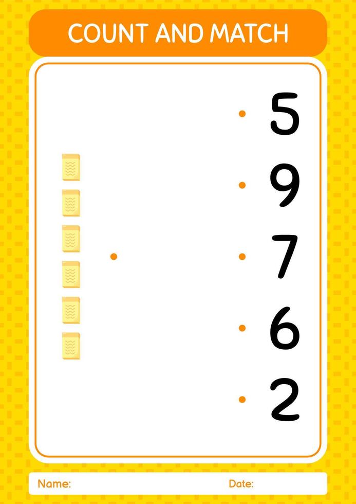 Count and match game with note. worksheet for preschool kids, kids activity sheet vector