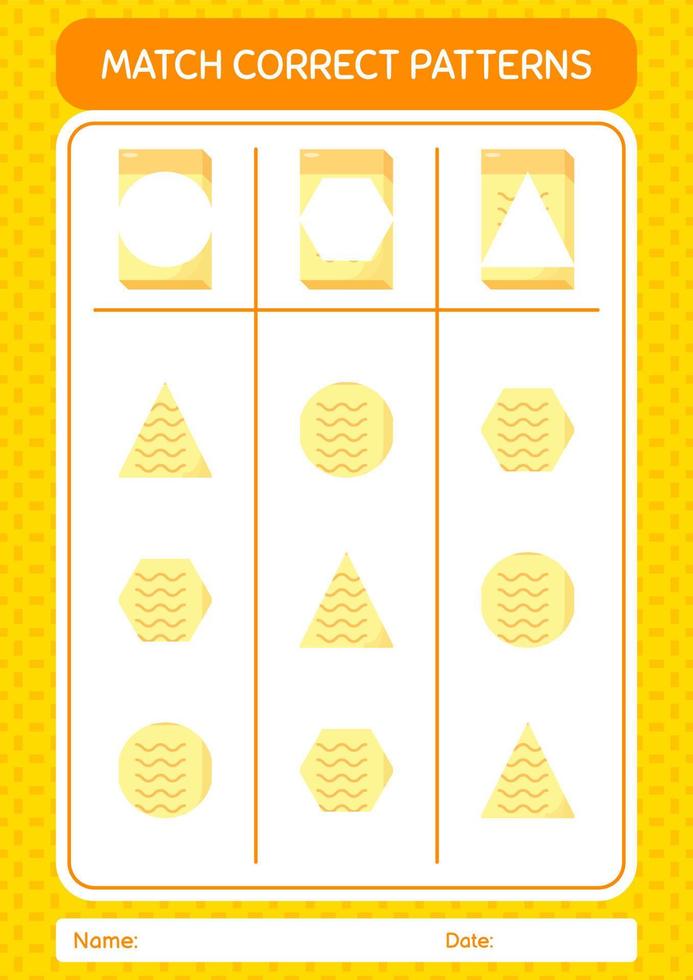 Match pattern game with note. worksheet for preschool kids, kids activity sheet vector