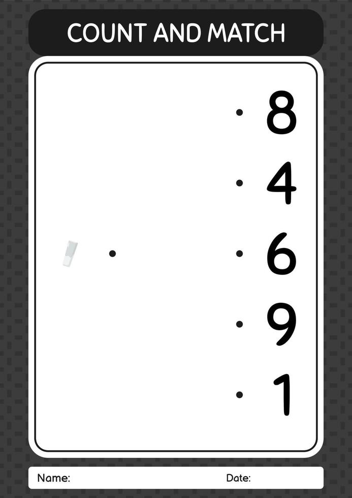 Count and match game with chalk. worksheet for preschool kids, kids activity sheet vector