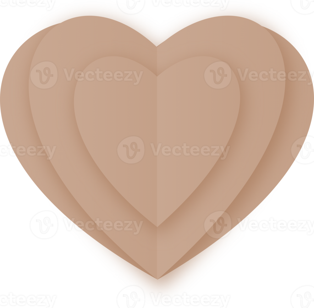 Brown Paper Cut Heart png