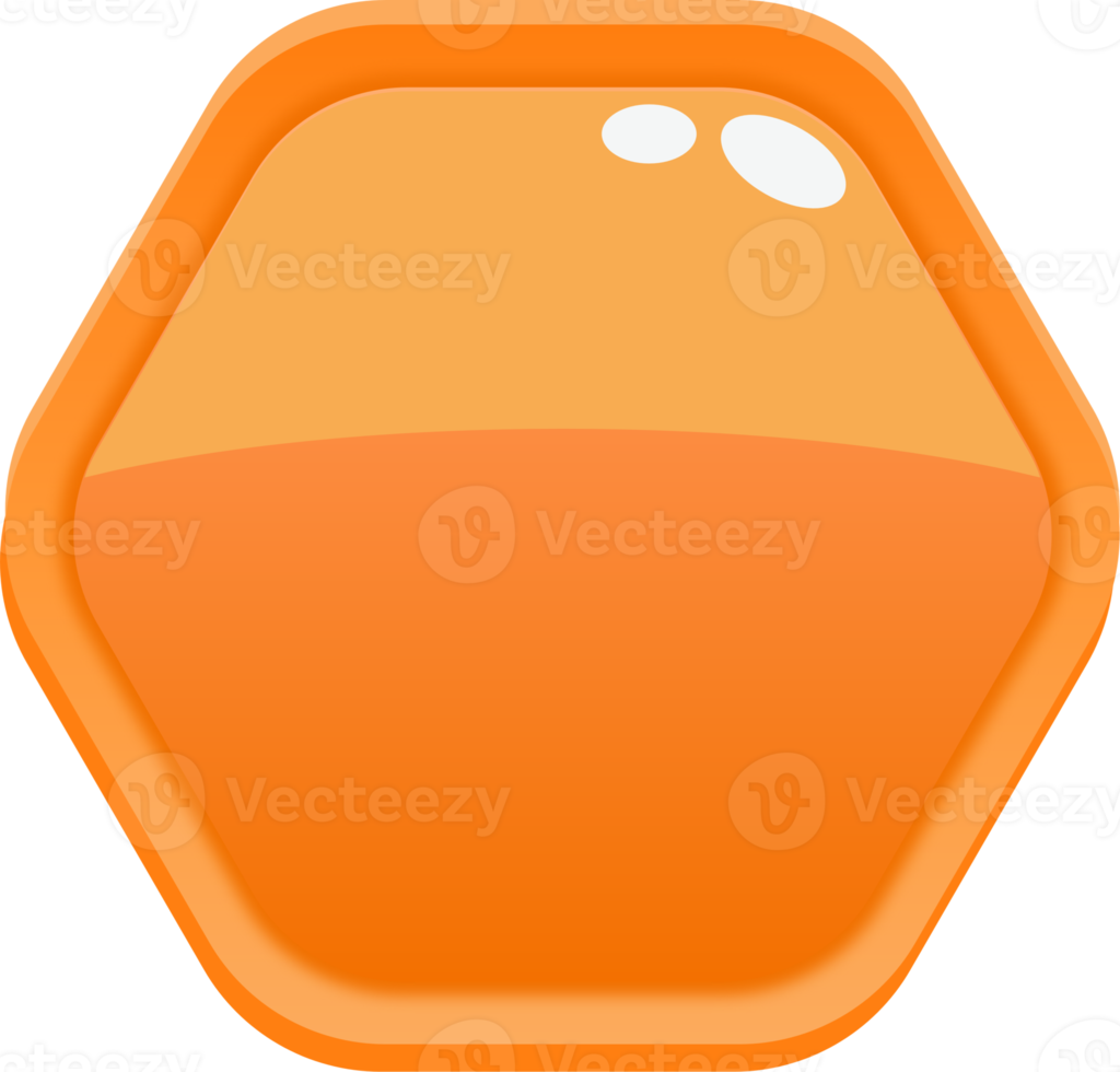 botón naranja hexagonal de dibujos animados png