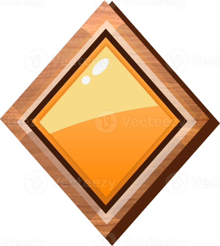 Orange Cartoon Rhombus Wooden Button png