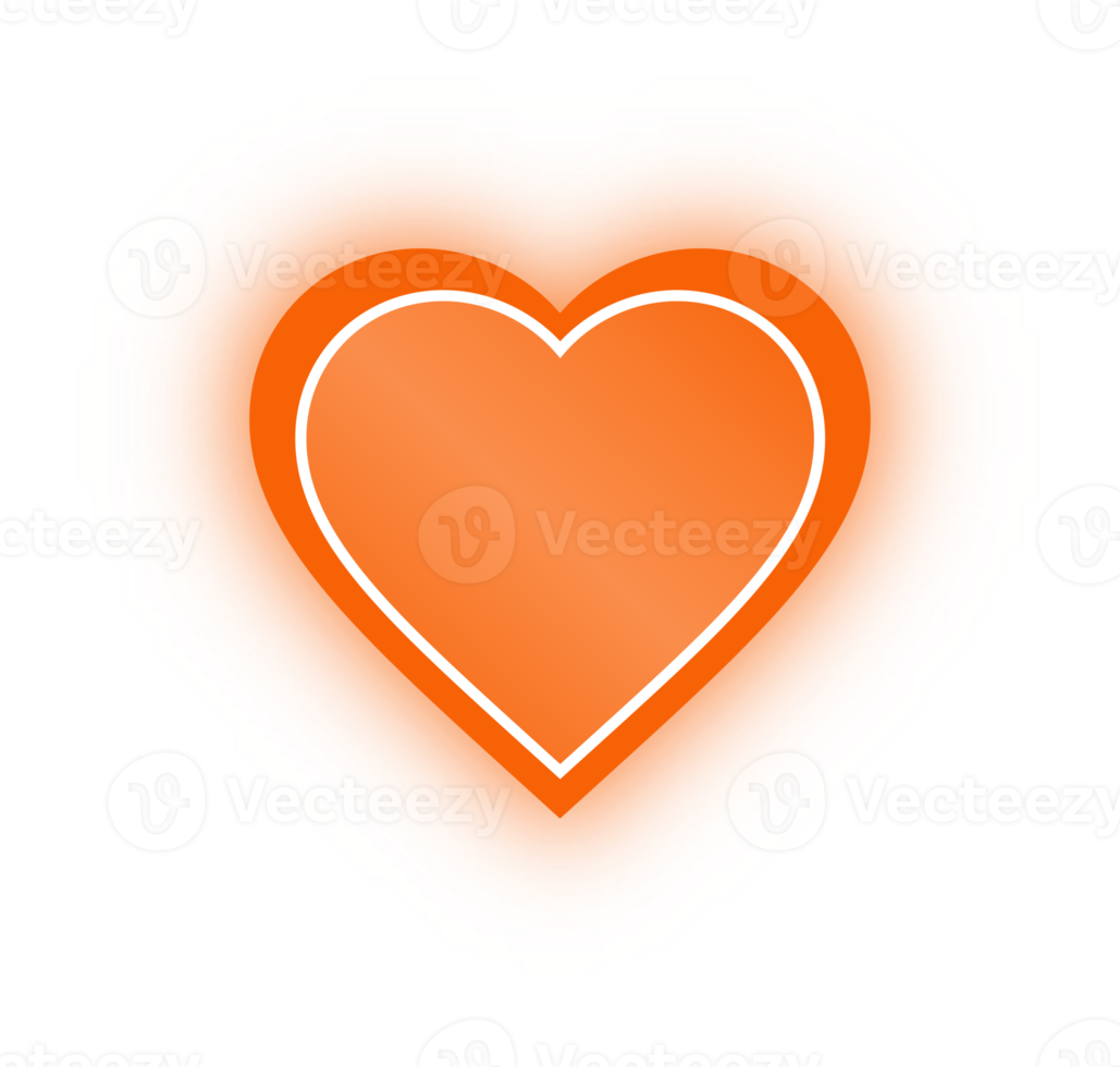 Neon Orange Heart Banner, Neon Heart png