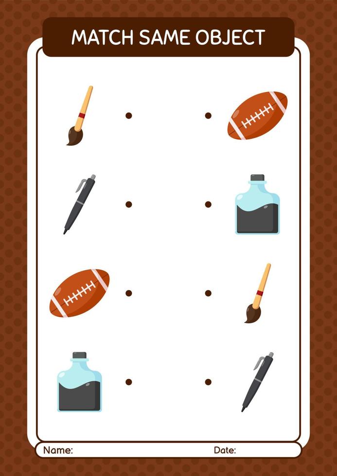 Match with same object game summer icon. worksheet for preschool kids, kids activity sheet vector