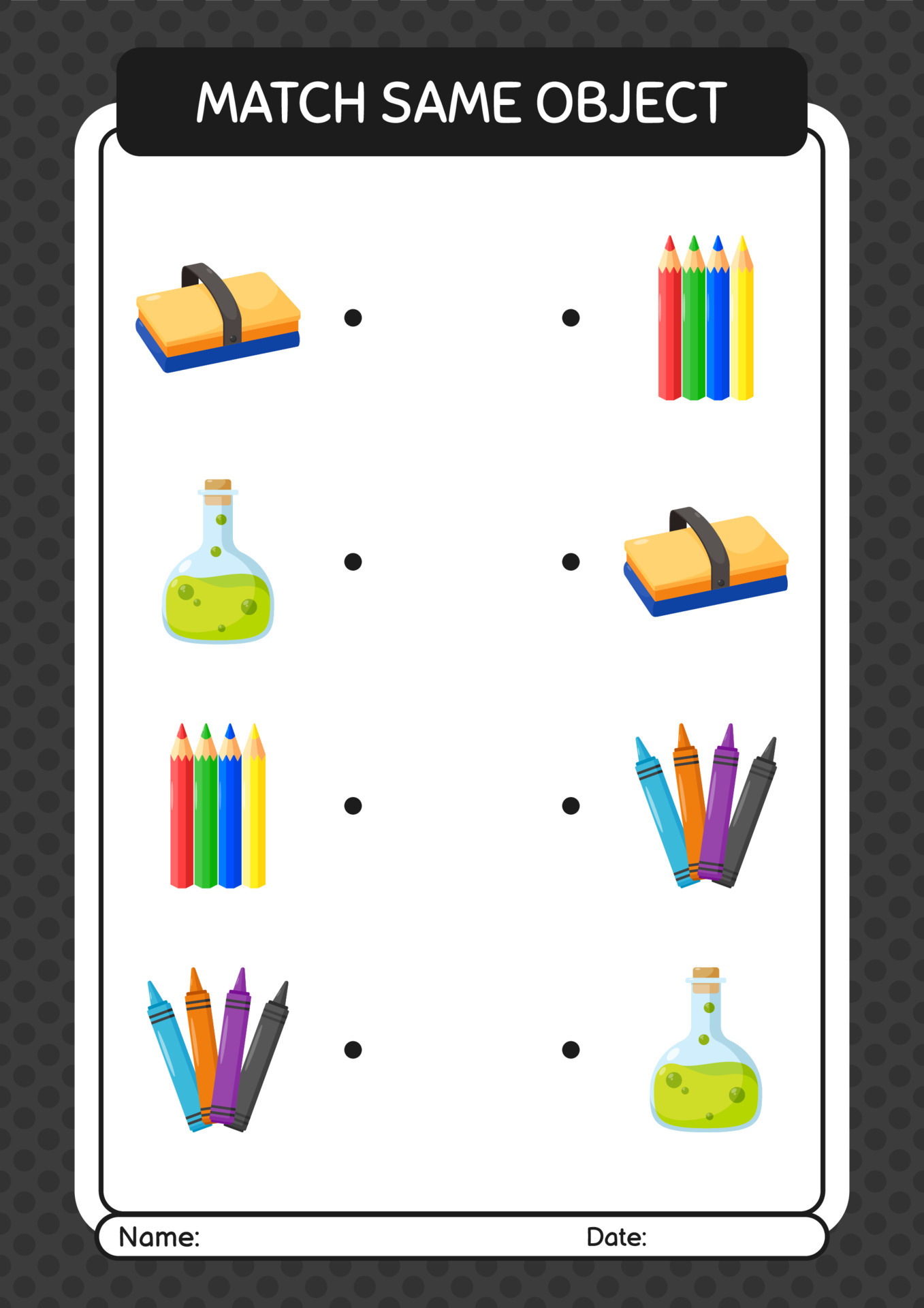 Match with same object game summer icon. worksheet for preschool kids