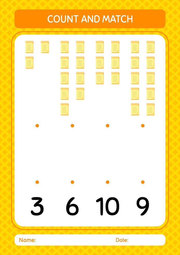 Count and match game with note. worksheet for preschool kids, kids activity sheet vector