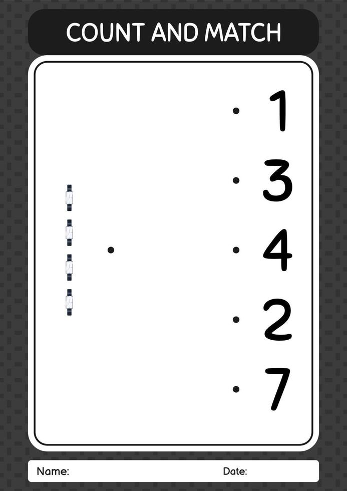 Count and match game with watch. worksheet for preschool kids, kids activity sheet vector