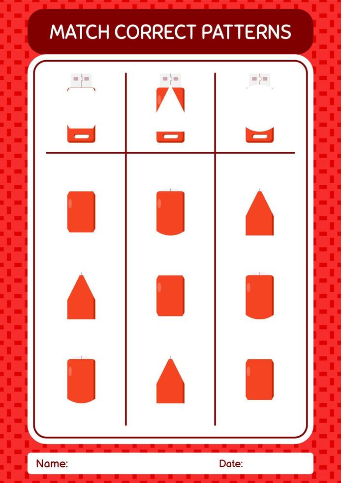 Match pattern game with flashdisk. worksheet for preschool kids, kids activity sheet vector