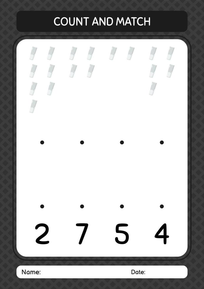 Count and match game with chalk. worksheet for preschool kids, kids activity sheet vector