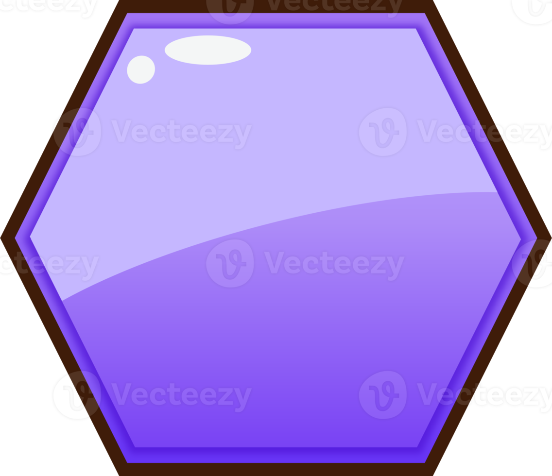 botón hexagonal púrpura de dibujos animados png