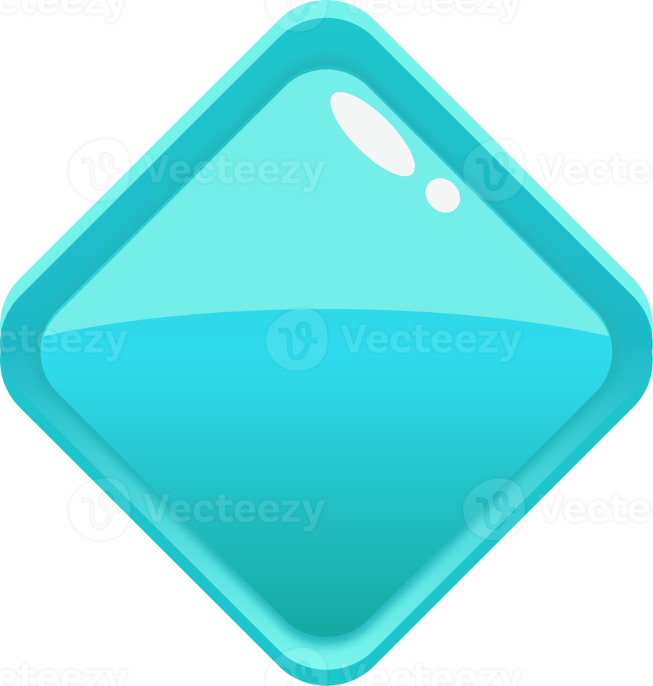 Blue Cartoon Rhombus Button png