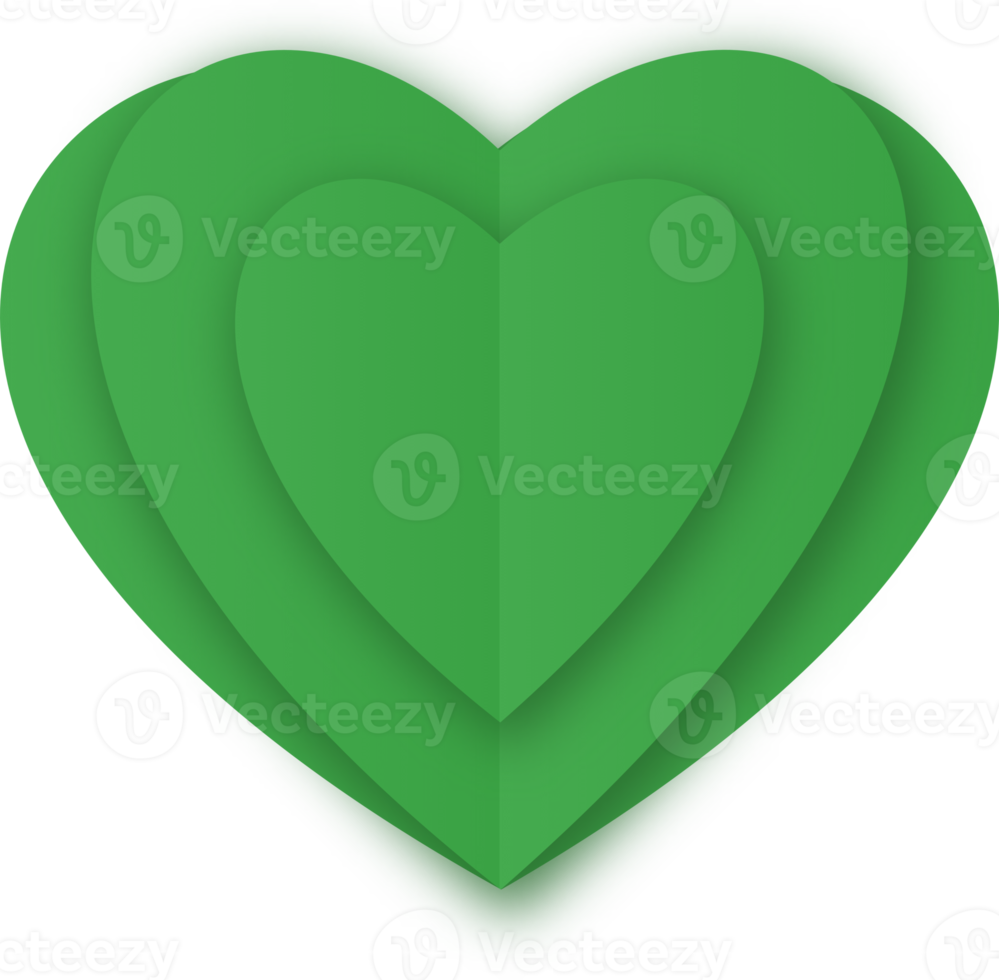 Green Paper Cut Heart png